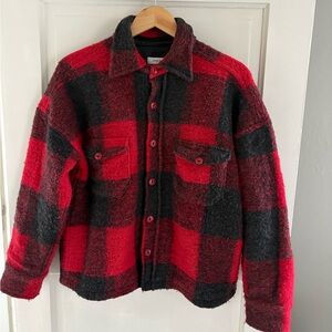 Anine Bing Red and Black Plaid Jacket